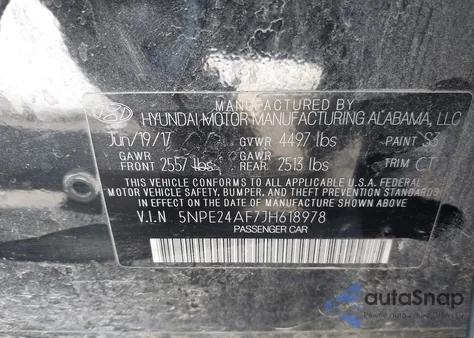2018 Hyundai Sonata Se from USA, damaged, VIN 5NPE24AF7JH618978